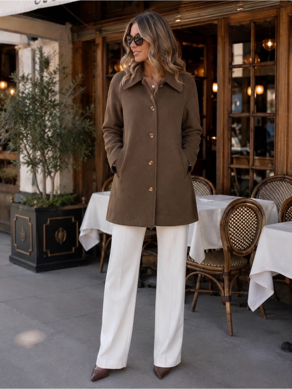 Regency Cashmere Vintage Cashmere Wool Blend-Brown Single-Breasted